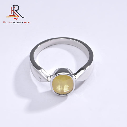 Yellow Sapphire (Pukhraj) Ring - 925 Silver