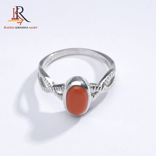 Red Coral (Moonga) Ring - 925 Silver