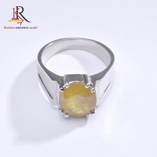 Yellow Sapphire (Pukhraj) Ring - 925 Silver
