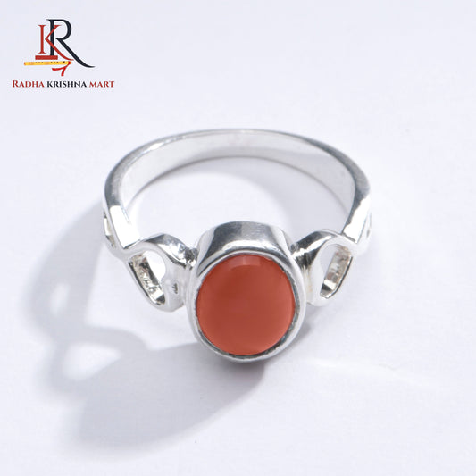 Red Coral (Moonga) Ring - 925 Silver