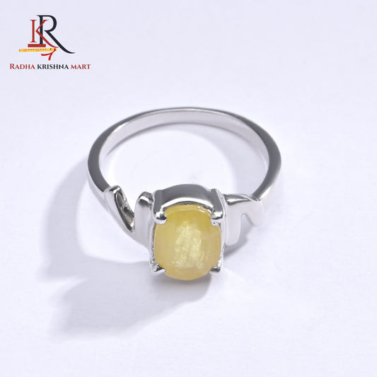 Yellow Sapphire (Pukhraj) Ring - 925 Silver
