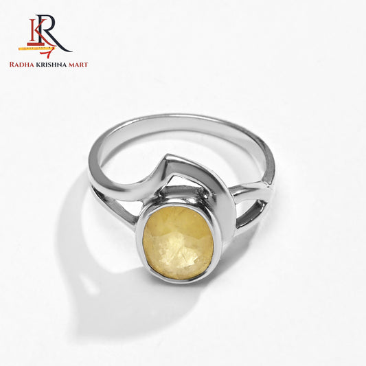 Yellow Sapphire (Pukhraj) Ring - 925 Silver
