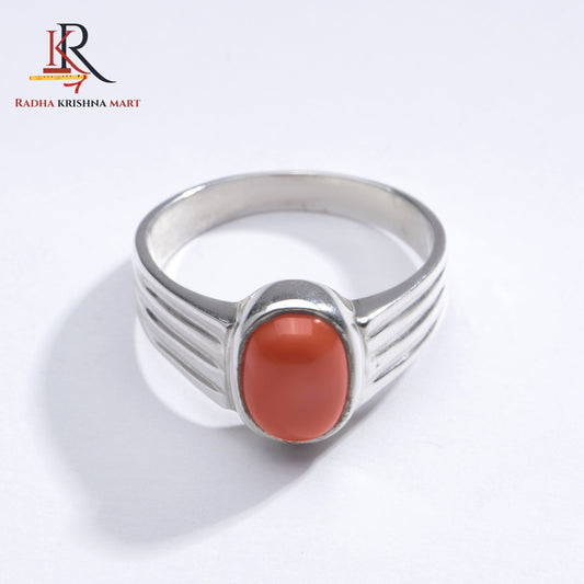 Red Coral (Moonga) Ring - 925 Silver