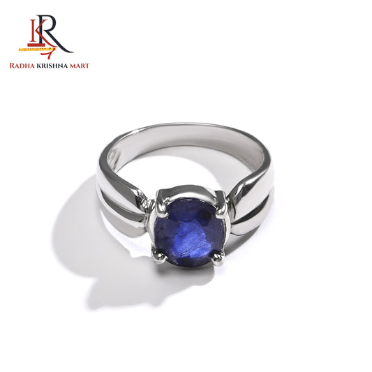 Blue Sapphire ( Neelam ) Ring - 925 Silver