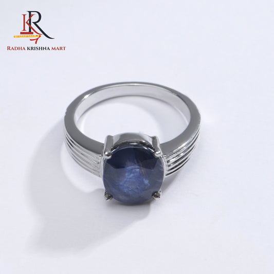 Blue Sapphire ( Neelam ) Ring - 925 Silver
