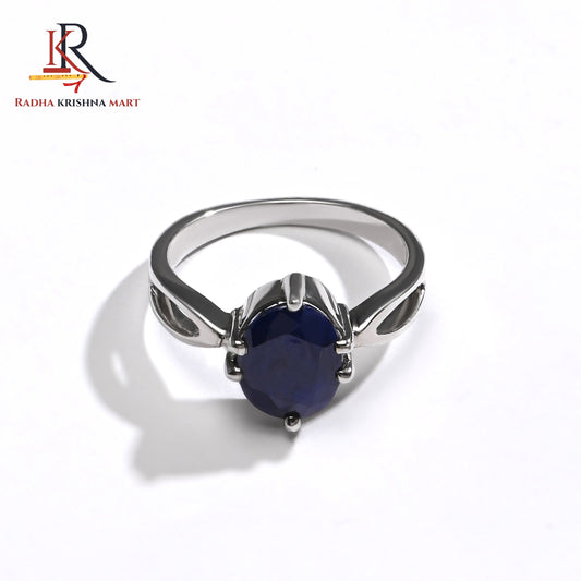 Blue Sapphire ( Neelam ) Ring - 925 Silver