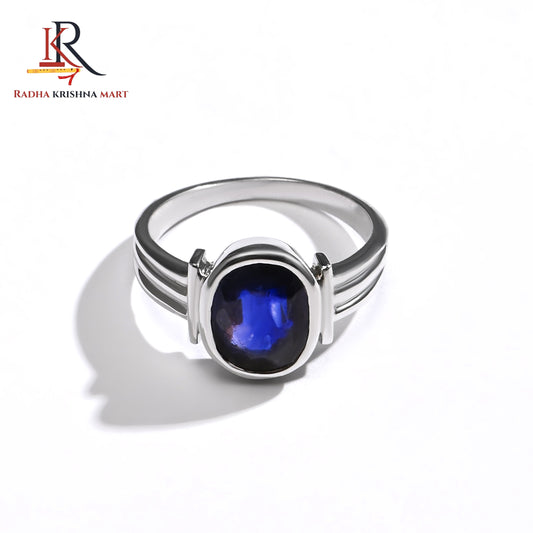 Blue Sapphire ( Neelam ) Ring - 925 Silver