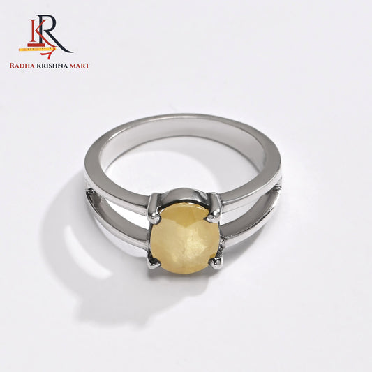 Yellow Sapphire (Pukhraj) Ring - 925 Silver