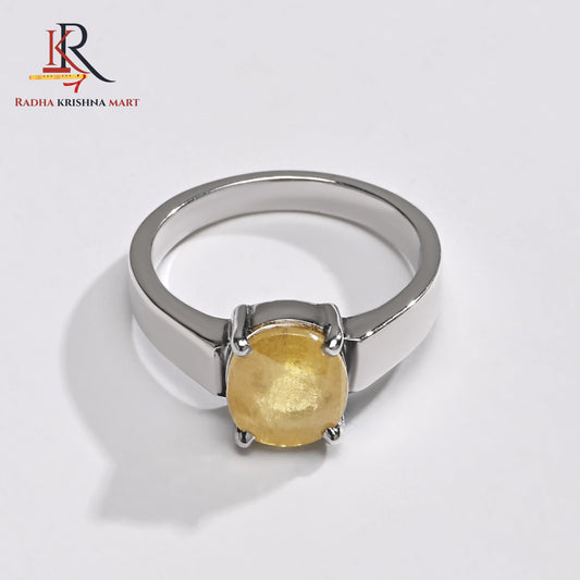 Yellow Sapphire (Pukhraj) Ring - 925 Silver