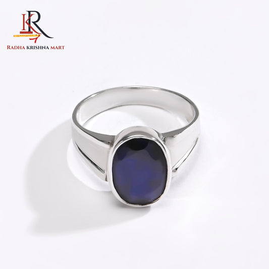 Blue Sapphire ( Neelam ) Ring - 925 Silver