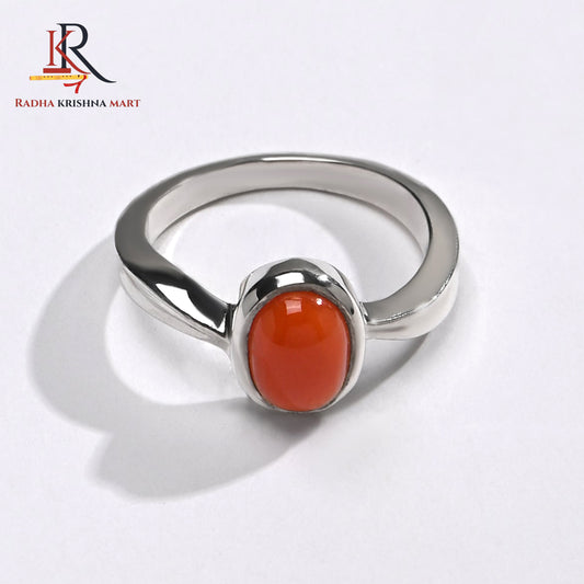 Red Coral (Moonga) Ring - 925 Silver