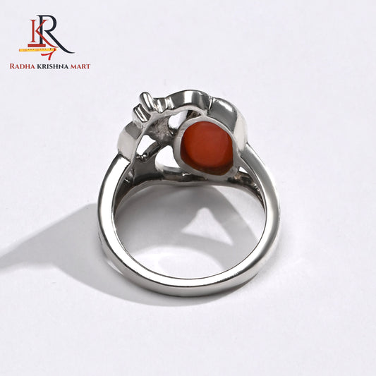 Red Coral (Moonga) Ring - 925 Silver