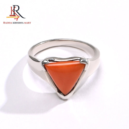 Red Coral (Moonga) Ring - 925 Silver