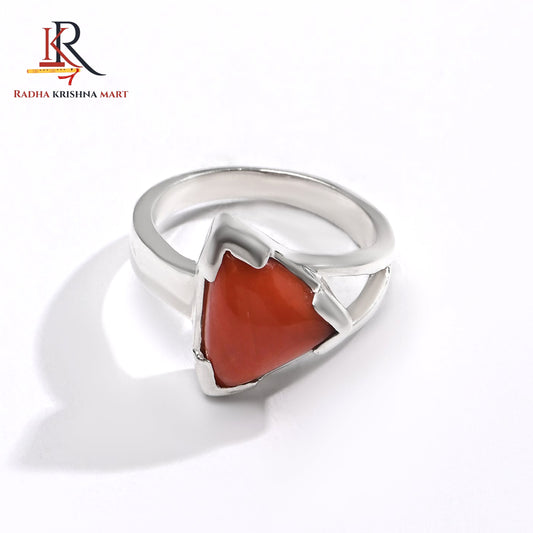Red Coral (Moonga) Ring - 925 Silver