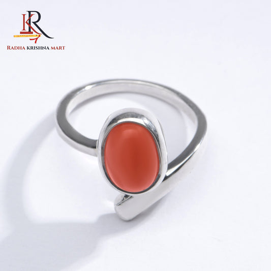 Red Coral (Moonga) Ring - 925 Silver