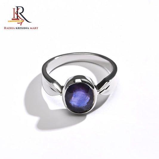 Blue Sapphire ( Neelam ) Ring - 925 Silver