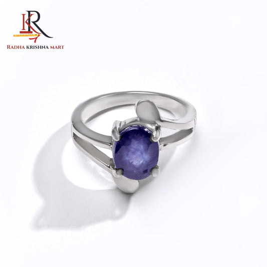 Blue Sapphire ( Neelam ) Ring - 925 Silver
