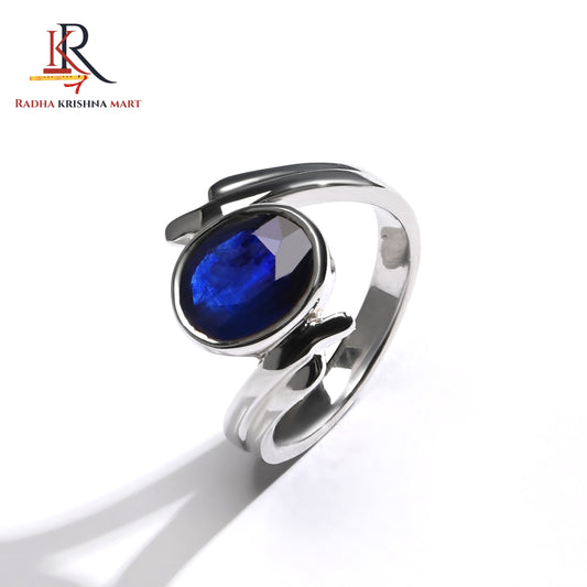 Blue Sapphire ( Neelam ) Ring - 925 Silver