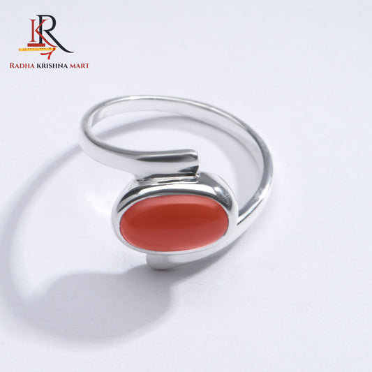 Red Coral (Moonga) Ring - 925 Silver