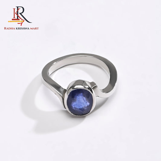 Blue Sapphire ( Neelam ) Ring - 925 Silver