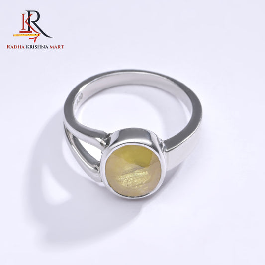 Yellow Sapphire (Pukhraj) Ring - 925 Silver