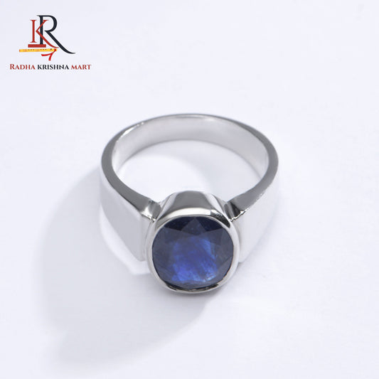 Blue Sapphire ( Neelam ) Ring - 925 Silver