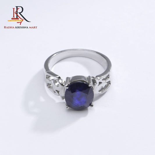 Blue Sapphire ( Neelam ) Ring - 925 Silver