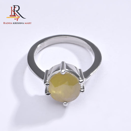Yellow Sapphire (Pukhraj) Ring - 925 Silver