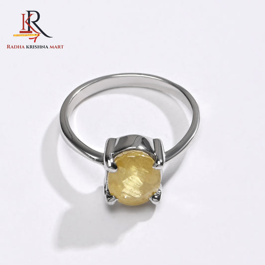 Yellow Sapphire (Pukhraj) Ring - 925 Silver