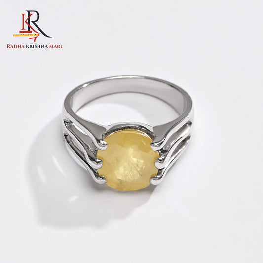 Yellow Sapphire (Pukhraj) Ring - 925 Silver