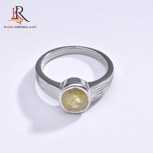 Yellow Sapphire (Pukhraj) Ring - 925 Silver