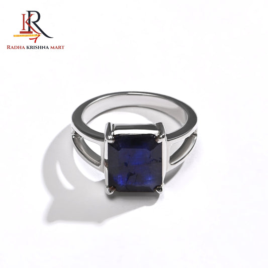 Blue Sapphire ( Neelam ) Ring - 925 Silver