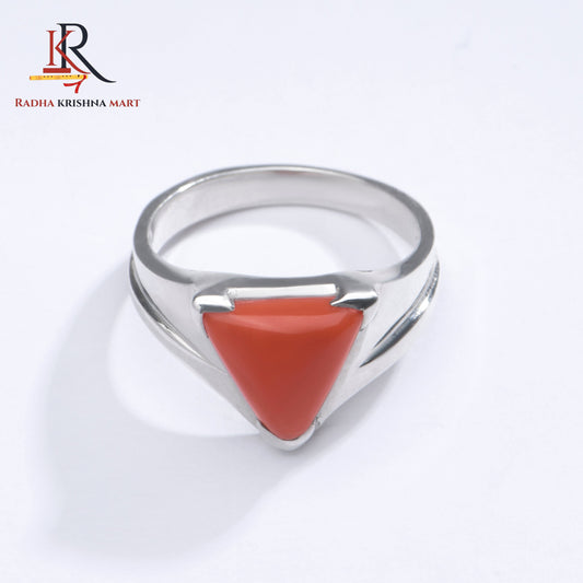 Red Coral (Moonga) Ring - 925 Silver