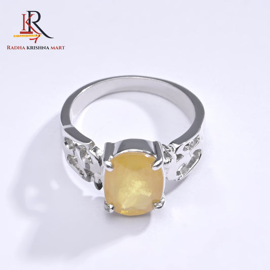 Yellow Sapphire (Pukhraj) Ring - 925 Silver