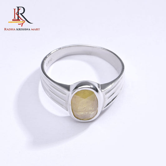 Yellow Sapphire (Pukhraj) Ring - 925 Silver