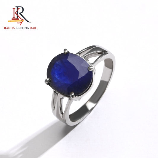 Blue Sapphire ( Neelam ) Ring - 925 Silver