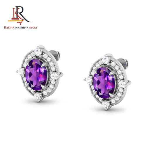 Amethyst Earring - 925 Silver