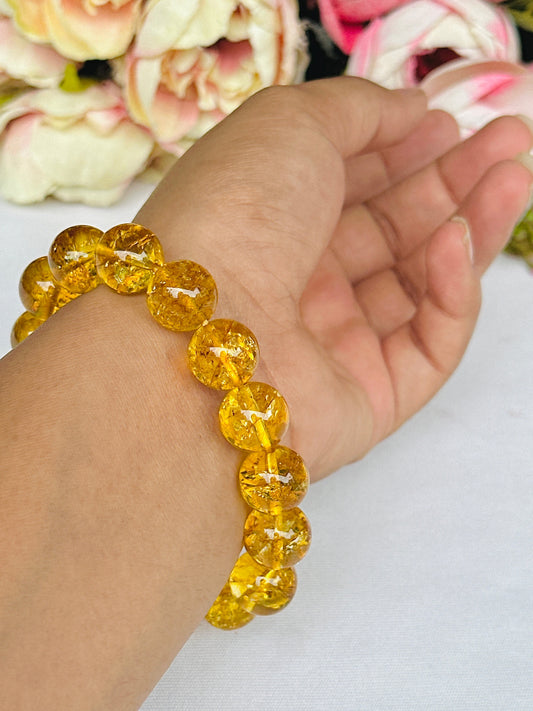 High Financial Status, Success in Job & Profession: Yellow Citrine Bracelet - Abhimantrit & Certified