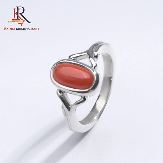Red Coral (Moonga) Ring - 925 Silver