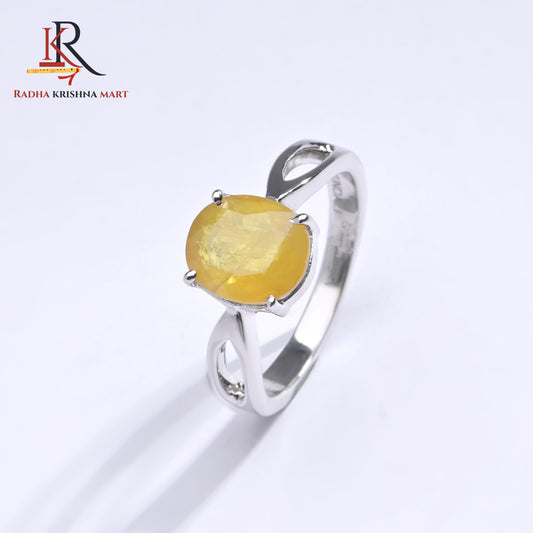 Yellow Sapphire (Pukhraj) Ring - 925 Silver