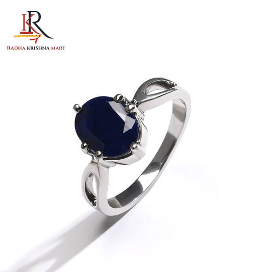 Blue Sapphire ( Neelam ) Ring - 925 Silver