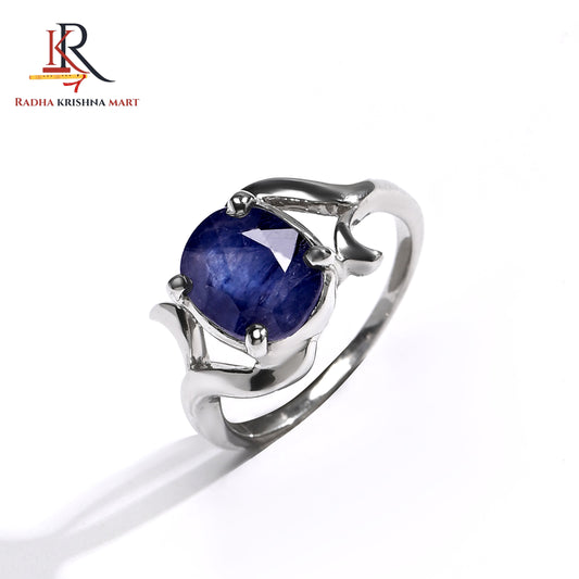Blue Sapphire ( Neelam ) Ring - 925 Silver
