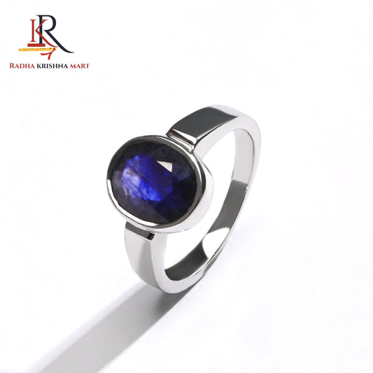 Blue Sapphire ( Neelam ) Ring - 925 Silver