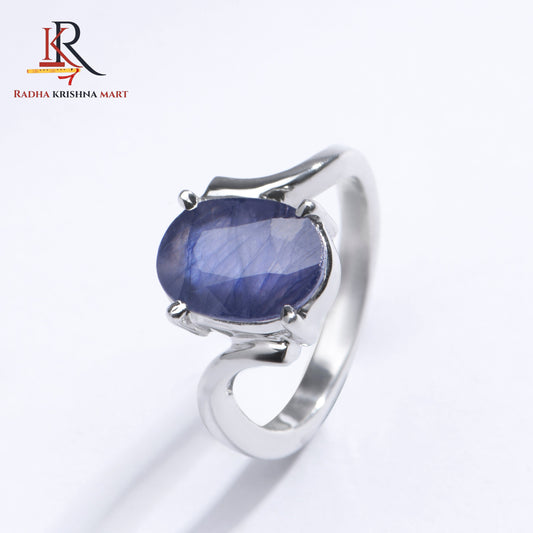 Blue Sapphire ( Neelam ) Ring - 925 Silver