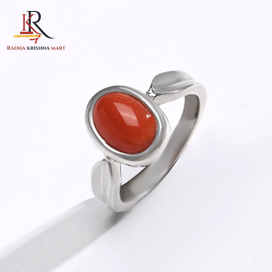Red Coral (Moonga) Ring - 925 Silver