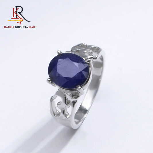 Blue Sapphire ( Neelam ) Ring - 925 Silver