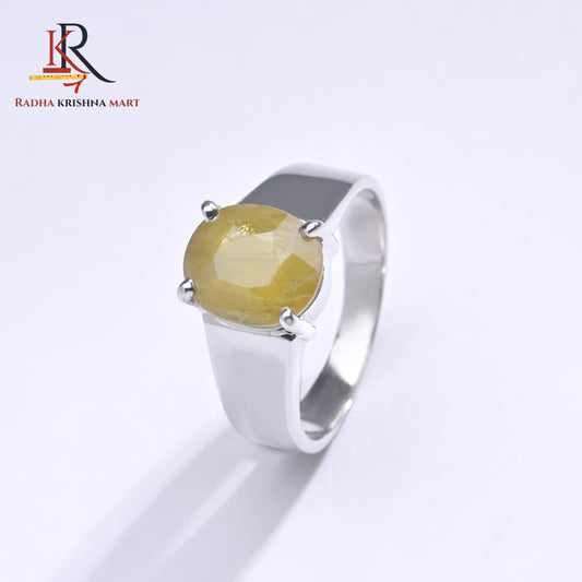 Yellow Sapphire (Pukhraj) Ring - 925 Silver