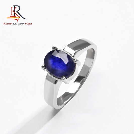 Blue Sapphire ( Neelam ) Ring - 925 Silver