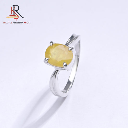Yellow Sapphire (Pukhraj) Ring - 925 Silver
