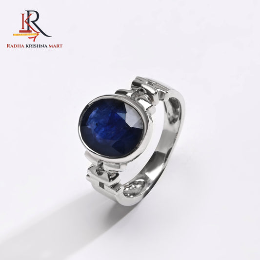 Blue Sapphire ( Neelam ) Ring - 925 Silver